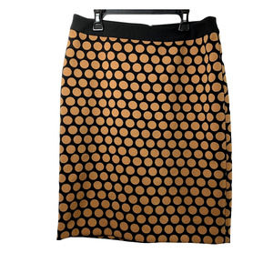 Talbots Skirt Womens 6 Petite Brown Black Polka Dot Stretch Straight Career